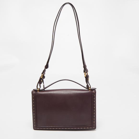 SALVATORE FERRAGAMO Burgundy Leather Grommets Aileen Top Handle Bag - Picture 4 of 8